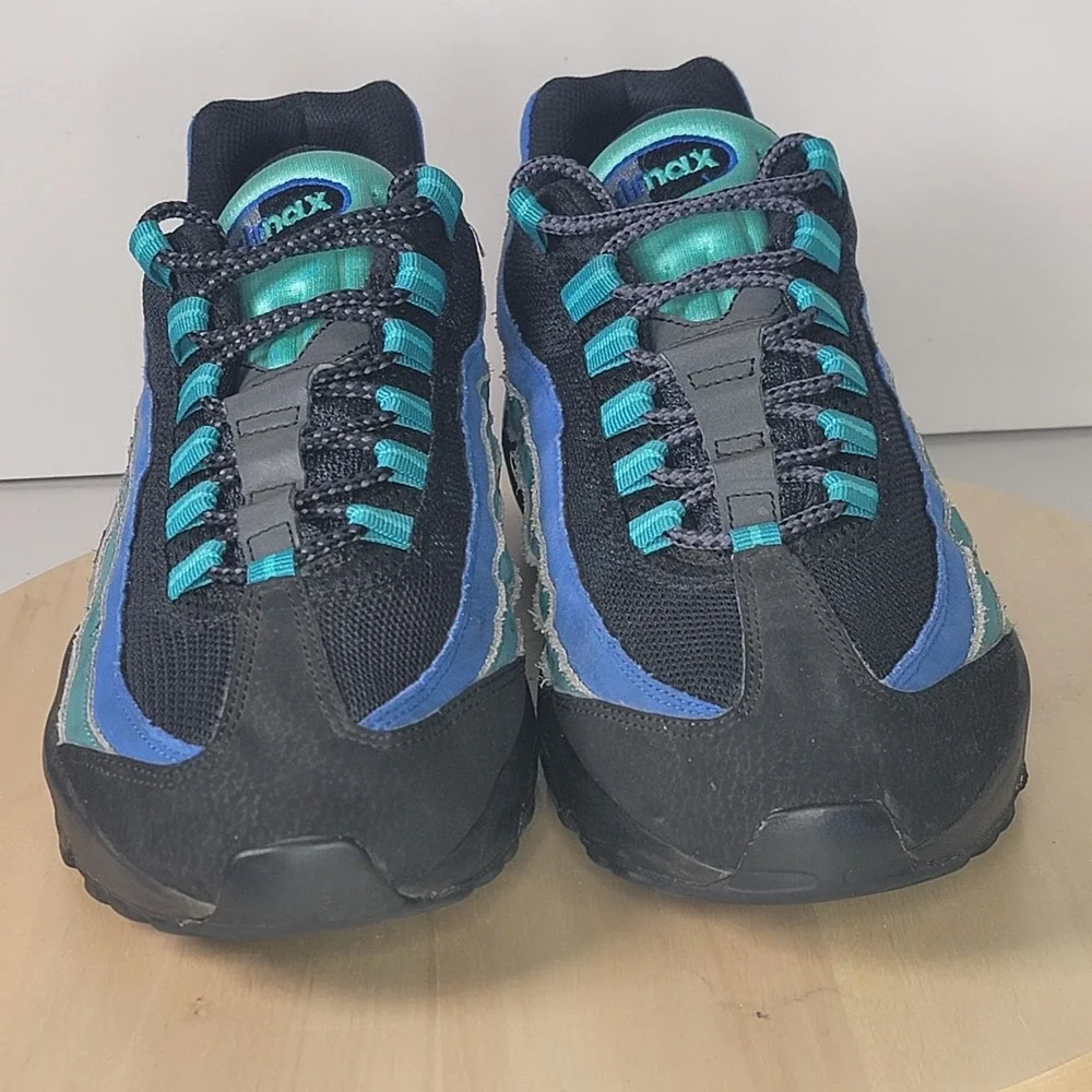 2014 Nike Air Max 95 OG SZ 12 Black Hyper Cobalt Blue Teal PRM 609048-084